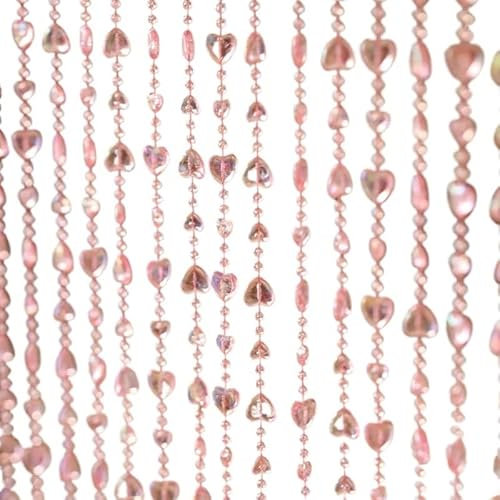OZLCUA Crystal Bead Curtain Transparent Pink Love Door Curtain Plastic Hanging Decoration Home Living Room Partition Hotel Room Cartoon Decoration Door Curtain(Pink,27 strings 100cm)