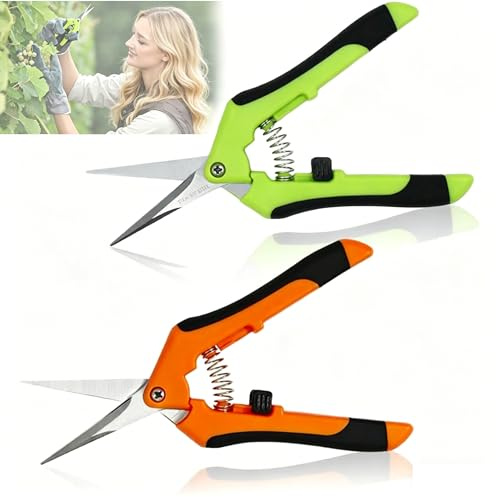 2pcs Klein Gartenschere, Astschere Bonsai Schere Baumschere Ernteschere, Pruning Shears Garden Scissors für Bonsai Pflanzen Blumen Ernte Obst Gemüse Baumschere mit geraden Klingen