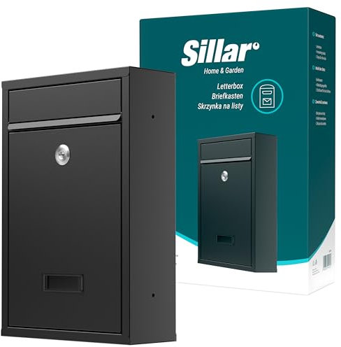 Sillar Cassetta postale a muro con serratura, finestra per l'indirizzo e mirino | Realizzato in acciaio zincato, resistente agli agenti atmosferici | 32 × 21,5 × 9 cm, antracite | 2 chiavi incluse