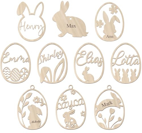 proautocss Personalisierte Ostereier, Personalisierter Osteranhänger aus Holz, mit Namen Custom Ei Ostern Deko, Osterhasen Anhänger, Für Osterdekorationen, Kindergeschenke, etc.