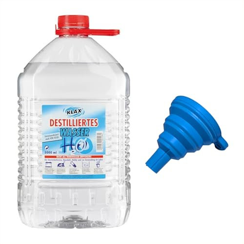 Klax destilliertes Wasser - 5l Kanister + 1 Trichter (Silikon)