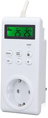 Prise de Thermostat Programmable NS Fil, Interrupteur de Prise de Contrôleur de Température Automatique avec écran LCD, Capteur de Serres, de Reptile, Tenue d'animaux (Prise UE