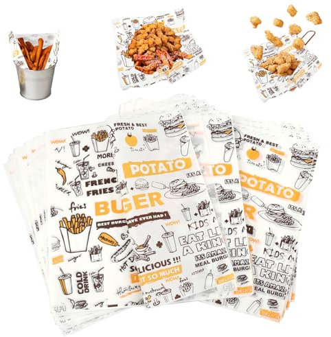 100 Blätter Brotpapier, 28 X 29.5 cm Käsepapier, Butterbrotpapier, Sandwich Papier, Lebensmittelpapier, Ölbeständiges Sicheres Deli Wrap Wachspapier für Sandwiches,Pommes,Butter, Käse,Burger, Brot