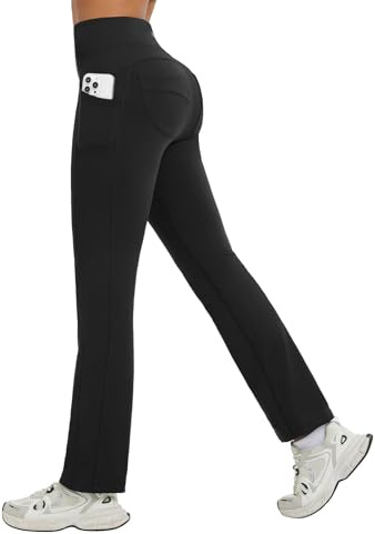 baleaf Damen Thermo Hose Winter Fleece Flare Leggings Yogahose Warm Sportleggings