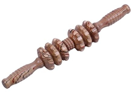 COLLBATH Holz Rückenrolle Manuell Ergonomischer Griff Muskelmassagegerät Für Zuhause Kraftsparender Faszienstab Mit Noppen Zur Cellulite Behandlung Und Muskelentspannung