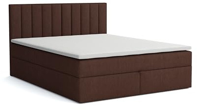 Generisch Boxspringbett mit Bettkasten ZADAR, Polsterbett mit Bonellmatratze Topper Doppelbett mit Stauraum gepolstertes Kopfteil, Doppelbett Schlafzimmer Härtegrad H3 (Aston 4 - braun, 120 x 200 cm)