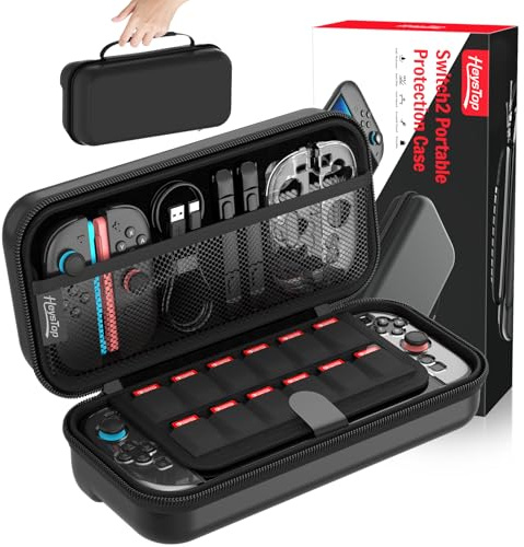 HEYSTOP [48 Stück] Tasche für Nintendo Switch 2 Konsolenzubehör, Neuestes Modell 2025, Switch 2 Tragetasche Hülle Protective Carrying Case für Nintendo Switch 2 mit Weichem Innenfutter und Netzfach