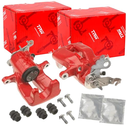 2xTRW Bremssattel Rot hinten links+rechts | BHN952 + BHN951 Kompatibel mit Golf V (1K1),Golf VI (5K1),Jetta III (1K2),Leon (1P1)
