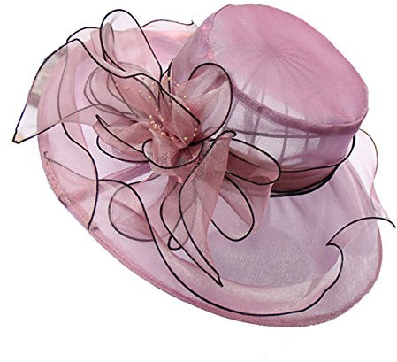 Cheerlife Damen Sommer Hut Blumen Organzahut Faltbar Sonnenhüte Sonnenhut Strandhut Damenhut Fascinator Hut Lila