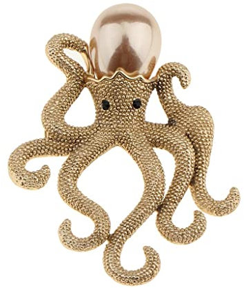 Vintage Deep Sea Animal Octopus Faux Pearl Broschen Pins Schmuck für Hemd, Gold
