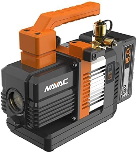 NAVAC NP2DLM Cordless Vacuum Pump | Battery-Operated | Brushless DC Motor | Backflow Prevention Check Valve | Dual-Stage Pump | 2 CFM | 23 Microns | 2 Years Warranty