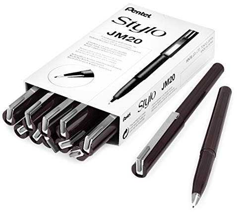 Pentel JM20 Stylo Disposable Fountain Pen – Grey Ink - Pack of 12