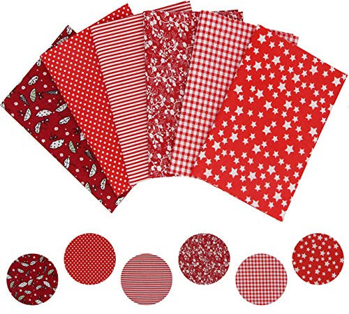 aufodara 6 Stück 50 x 75 cm Rot Baumwollstoff Stoffpakete Groß Patchwork Stoffe Baumwolle, Stoffe zum Nähen, Patchwork Stoffpaket zum Quilten DIY Basteln Handwerken