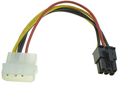 R03S 6-Pin PCI-E auf 4-Pin Molex Stromkabel – PCIe Stromadapter für Grafikkarten, Netzteil Adapter Kabel