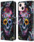 Head Case Designs Offizielle Riza Peker Skull Kamm 9 Leder-Wallet-Hülle Kompatibel mit Apple iPhone 13