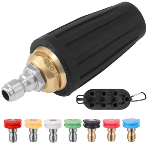 PWACCS Pressure Washer Turbo Nozzle Tips with 7 Spray Nozzles and Holder | 3600 PSI Rotating Turbo Nozzle, 3.0 GPM, Sprayer Tips Kit with Nozzle Holder, Multiple Degrees, 1/4 Quick Connect