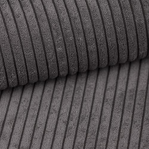 Fabreco - CORDSTOFF Polsterstoff Meterware - Stoff Meterware (100cm x 142cm) | 380 g/m2 | POSTON Dekostoff Breitcord - Polsterstoff Möbelstoff - Möbelstoffe: Cord Stoff für Sofa & Stühle (Grau)