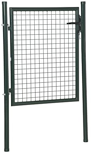 HOMCOM Cancello da Giardino in Acciaio Antiruggine, Cancelletto da Giardino con Serratura e 3 Chiavi, 97x150cm, Verde