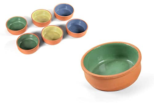 Gicos Set 6 ciotole ciotoline tonde in terracotta da forno e microonde colori assortiti 12 * 4 cm cucina ragu' APO-839252
