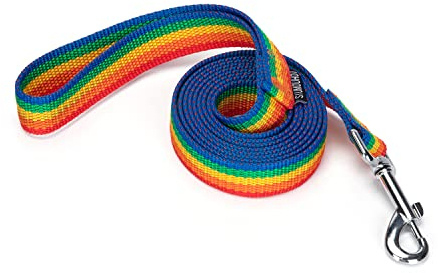 Siumouhoi Strong Durable Nylon Dog Training Leash, 2.5cm Wide Traction Rope, 180cm Long, for Small and Medium Dog (Rainbow, 180cm x 2.5cm)