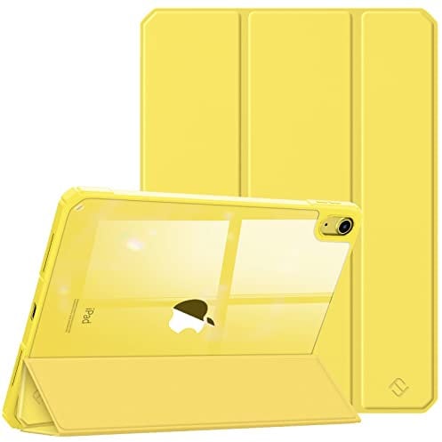 Fintie Funda Durable para iPad 11ª Gen 2025 (A16) 11 Pulgadas, iPad 10ª Gen de 10.9 Pulgadas (2022) - Carcasa Trasera Transparente a Prueba de Choques con Auto-Reposo/Activación,Amarillo