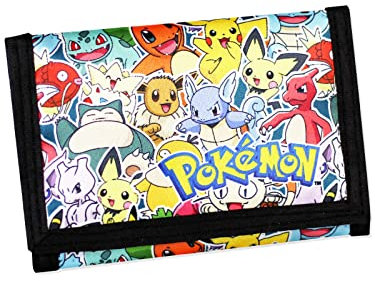 PoKéMoN Portefeuille pour garçons et enfants, portefeuille à trois volets en toile avec fermeture éclair et porte-monnaie – Avec Dracaufeu et Pikachu., multicolore, Moderne