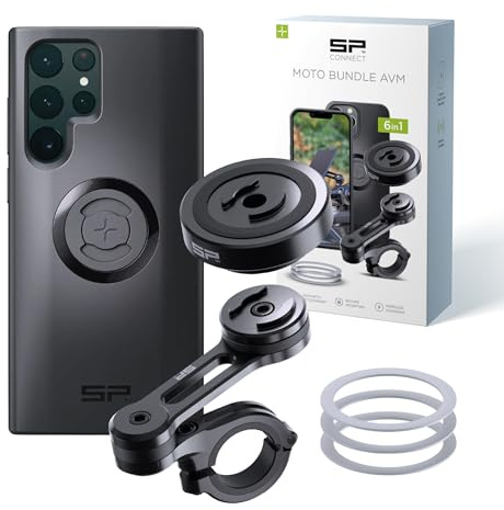 SP CONNECT Moto Bundle mit Anti Vibration Module | SPC+ | kompatibel mit Samsung S22 Ultra | Handyhalter für Motorrad Bike Moped Roller | Gadget Halterung für Navi