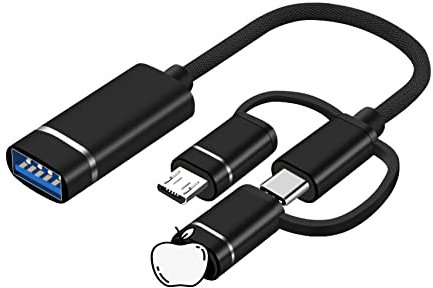 JIEYUCHU Adattatore OTG USB C,Adattatore 3 in 1 Micro USB/lightn-ing/USB-C a USB 3.0 Femmina, per iPhone, Macbook, Android, Huawei, Millet, Samsung, Ecc.