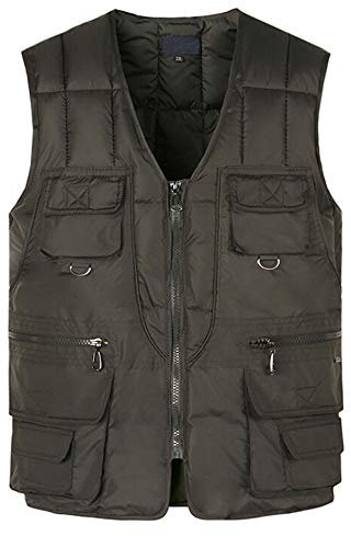 LOIJMK Angelweste Winter Warme Arbeitsweste Herren ReißVerschluss Mit Vielen Taschen Herrenweste Blau Vintage Klassicher Sportweste Cardigan V Ausschnitt Taktische Weste Mantel