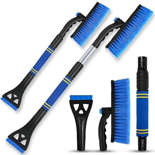 Atuoxing Eiskratzer Auto mit Besen, 3-in-1 Schneebesen Auto Eiskratzer Ausziehbar, Multifunktionale Scheibenkratzer Auto für LKW SUV MPV Windschutzscheibe