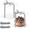 2 Pezzi Scatola per Torta Trasparente 6 inch Porta Torte da Trasporto 30 x 30 x 25cm Scatola per Torta a Doppio Strato con Coperchio, Base e Nastro