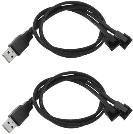 Create idea 2PCS USB to Double Head 3-Pin/4-Pin PC Fan 5V Sleeved Fan Power Adapter Cable for 12V Computer Fans USB to 3 Pin/4 Pin Case Fan Adapter Connector Cable