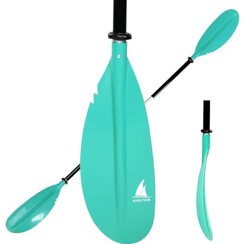 Karltion Kayak Paddle - Adjustable 2 Pieces Aluminum Alloy Shaft with Glass Fiber Blade for Surfing,Oar Fishing Easy Packable Travel- Mint Green