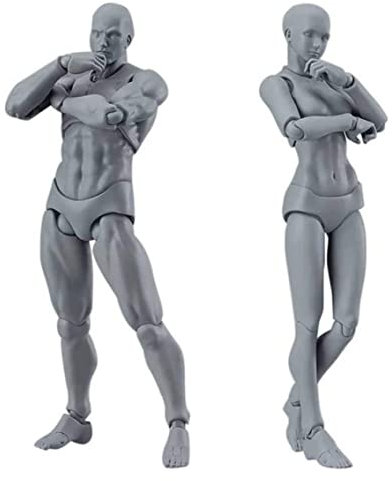 Obelunrp Mannequin -Körper, 2pcs 5,9inch PVC Actionfigur Zeichnungsmodell, Fähigkeitsbild -Figuren Körper Mannequin, Körpermalermodell für Künstler (weiblich+männlich)
