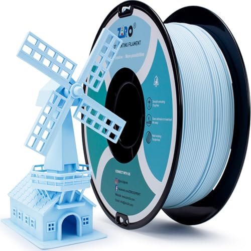 ZIRO Matte 3D Drucker Filament, Matte PLA Filament 1.75mm, Hohe Zähigkeit PLA für Die Meisten FDM Drucker, 1kg/2.2lbs Spule, Maßgenauigkeit +/- 0.03mm, Pastell Blau