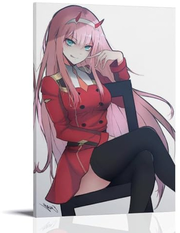 ZBSXLBNG Anime Poster Darling in The FRANXX Zero Two Poster Dekorative Malerei Leinwand Wandkunst Wohnzimmer Poster Schlafzimmer Malerei 16x24inch(40x60cm)