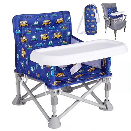 Portable Baby Booster Seat with Tray, Toddler Booster seat for Dining, Camping, Travel, Baby Chair Fold and Lightweight, 6 Months to 3 Years Old Indoor Outdoor Use CH2406