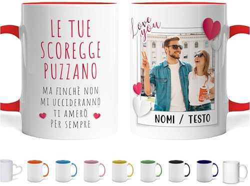 Caribu design Tazza San Valentino Personalizzata Le Tue Scoregge Puzzano - Idea Regalo Lei Lui con Foto Nomi Testo Personalizzabile Polaroid Love You Fidanzato Fidanzata Coppia Innamorati Anniversario