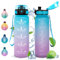 Vikastar Borraccia, 500ml, Borraccia Sportiva, Borraccia Motivazionale, Senza BPA, Bottiglia Acqua per Sport, Fitness, Yoga, Scuola, Ufficio, Blu-Viola