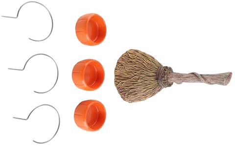 Mumusuki Halloween Pumpkin Snack Bowl Stand, Creative Pumpkin Bowls On Broom for Serving Snacks Salad Fruit, Portable Snack Bowls Holder for Party, Wedding, Picnics, Everyday Meals (3