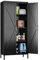 SUPEER Metallschrank,Mehrzweckschrank Stehschrank mit 3 verstellbaren Regalen, Küchenschrank Beistellschrank Buffetschrank für Wohnzimmer Flur 155 x 75 x 35 cm(Schwarz)