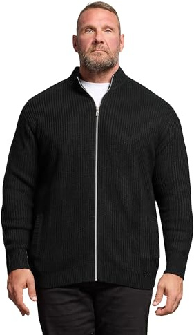 BadRhino Big & Tall Ribbed Zip Through Knitted Jumper - Men's - Plus Size Curve