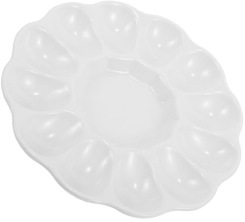 COLLBATH Eierplatte aus Keramik 12 Fächer 8 Zoll für Gefüllte Eier Servierplatte für Ostern Familienfeiern Party