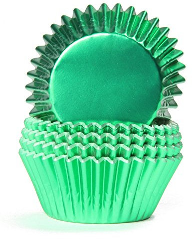 Miss Bakery's House® Moldes para magdalenas - papel con lámina - Ø 50 mm x 30 mm - verde - 50 piezas - pastelería - confitería - para pastelitos - tartaletas
