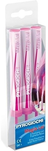 3x Candela Luminosa Fontana Fiaccola ROSA - Durata 45 secondi - Magic Flambè con fiamma colorata - ideale per compleanni, feste, party ecc.