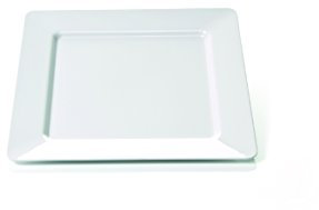 Platos Llanos (4 unidades, forma cuadrada, melamina, resistente a los golpes – Plástico, 25 x 25 cm en blanco