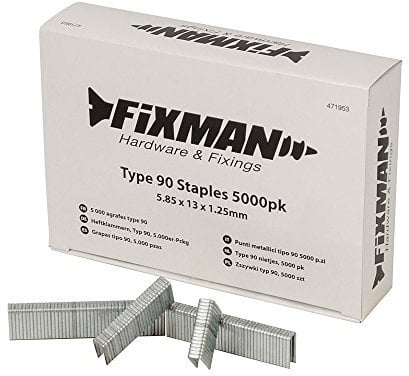 Fixman 471953 Heftklammern Typ 90, 5,85 x 13 x 1,25 mm, 5000 Stück