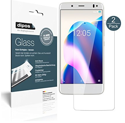 dipos 2x Displayschutzfolie 9H klar für BQ Aquaris U2