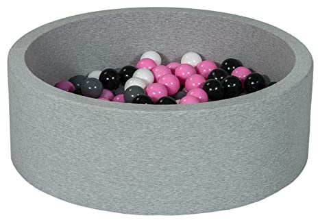 Velinda Piscine a balles pour Enfant, Aire de Jeu + 150 balles (Couleurs des balles: Noir,Blanc,Rose Clair,Gris)