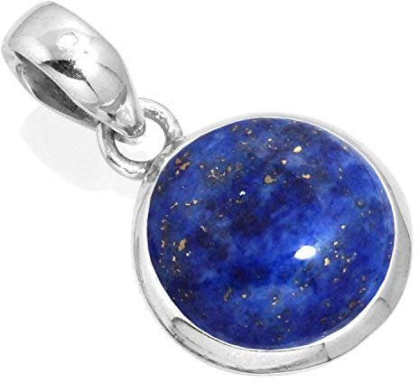 Jeweloporium 925 Silber Anhängerin für Frauen Blau Natürlich Lapislazuli mit Stein Handgefertigt Silberne Anhänger Halskette Geburtstag Geschenk Mode Schmuck